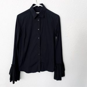 Oscar de la Renta Button-Up Blouse (Black) Size 10